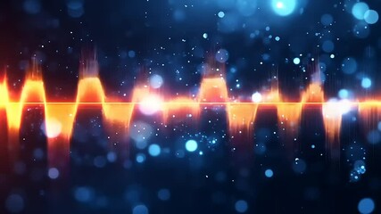 Abstract wave pattern with vibrant orange and blue hues, bokeh effect