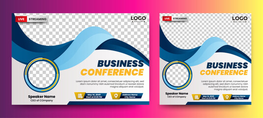 Wall Mural - marketing strategies live webinar banner invitation and social media post template. business webinar