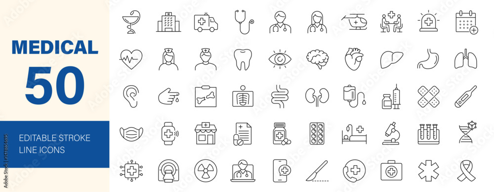 Medical icon set. Containing healthcare, doctor, hospital, ambulance ...