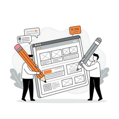 Web Design Process, Two Designers with Pencils
