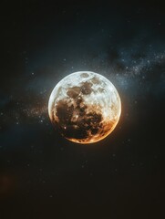 Wall Mural - dramatic full moon rising in starry night sky celestial event astronomical view lunar surface crater