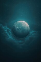 Wall Mural - ethereal moonscape with clouds and stars at night vertical composition fantasy celestial dreamlike s