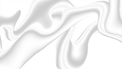 Fototapete - Abstract grey and white 3d liquid waves elegant background
