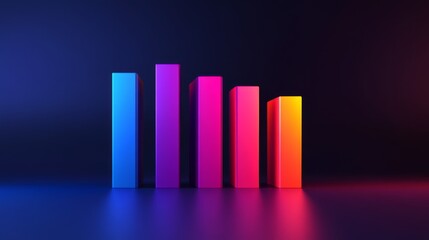 Fototapete - Abstract D bar graph with multi-colored, stacked segments on each bar, symbolizing layered data insights in a vibrant setting