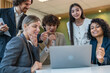 © Art_Photo - Diverse business team meeting and discussing marketing research and strategy using laptop, collaboration and communication planning, analysis, brainstorming for innovation, productivity, leadership