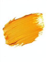 Wall Mural - golden yellow paint stroke on white background close up studio shot abstract art concept design elem