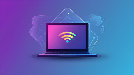 Wall Mural - open notebook graphic. modern wireless technology. flat design illustration of laptop
