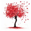 © choirun - A vibrant, whimsical depiction of a tree adorned with numerous falling red hearts.