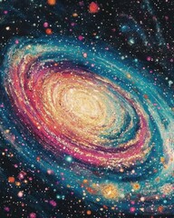 Wall Mural - abstract galaxy illustration of a colorful swirling universe with stars and nebulae in deep space ar