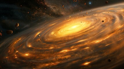Wall Mural - cosmic wanderer exploring a vibrant galaxy filled with swirling stars and glowing dust