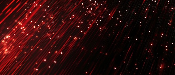 Wall Mural - abstract red light streaks in motion with sparkling particles dark background close up futuristic de