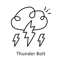 Naklejka na meble Thunder Bolt Vector Outline Style Icon. Eps 10 file
