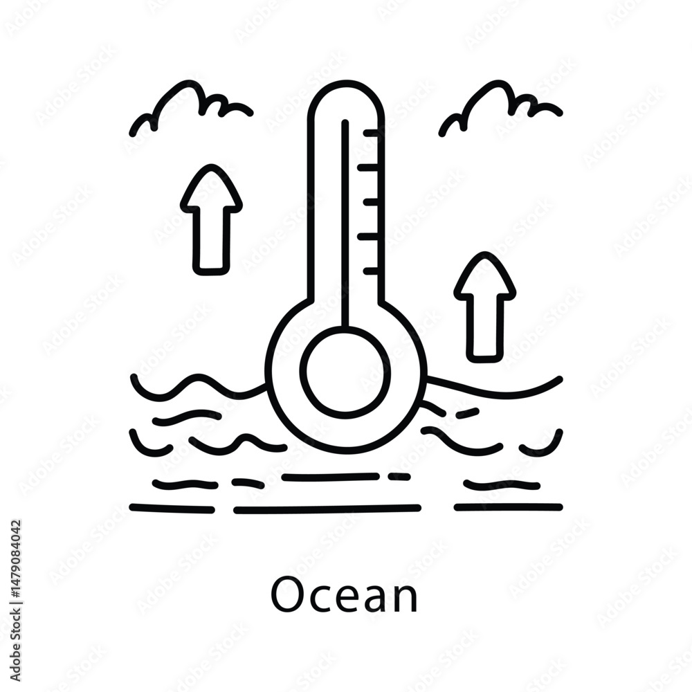 Ocean Vector Outline Style Icon. Eps 10 file Stock Vector | Adobe Stock