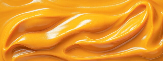 Aufkleber - Close-up of abstract mustard yellow acrylic liquid oil brushstroke art painting texture background banner long
