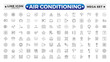 © artshuvo - Air conditioning with fresh cold air outline icon set. Cool air and cooling symbol collection. Editable stroke outline icon.