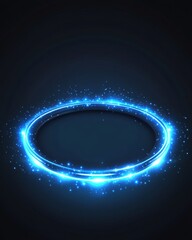 Wall Mural - glowing blue circle with sparkles on dark background abstract futuristic technology concept design e