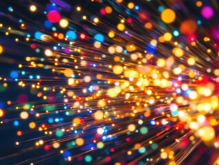 Canvas Print - abstract fiber optics bursting with vibrant light and color in a dynamic display of technology and i