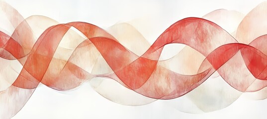 Wall Mural - elegant fluid flow abstract background of delicate red and orange waves on a soft gradient