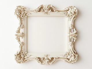 Canvas Print - ornate picture frame close up on white wall baroque style vintage antique empty space interior desig