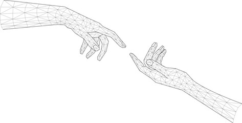 Wireframe Hand, Technology illustration.