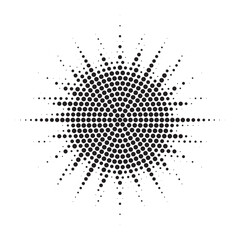 Leinwandbilder - Burst Halftone light effect. Glowing light burst. abstract grunge halftone dots background. Vector illustration.