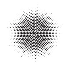 Leinwandbilder - Burst Halftone light effect. Glowing light burst. abstract grunge halftone dots background. Vector illustration.