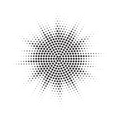 Leinwandbilder - Burst Halftone light effect. Glowing light burst. abstract grunge halftone dots background. Vector illustration.