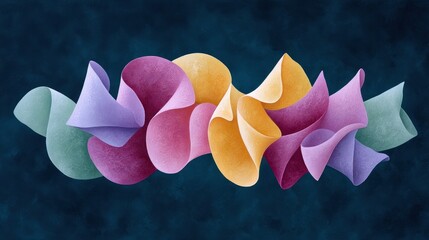 Aufkleber - Abstract Colorful Swirling Fabric Design Elegant Pastel Hues on Dark Background