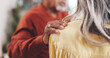 © peopleimages.com - Home, old couple and hand on shoulder for empathy, support and comfort to partner with grief. Closeup, senior woman and elderly man with sympathy for loss, compassion and kindness with love in house