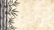 © ArtSync Studio - Bamboo stalks and leaves are artistically painted on beige textured paper in serene illustration.