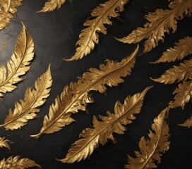 Naklejka na meble Gold leaf textured background with black accents, swirls,  texture,  royal,  detail