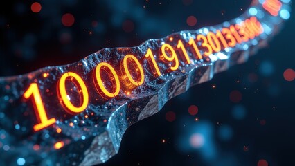 Wall Mural - long string of numbers with the number 1 on the left and the number 9 on the right