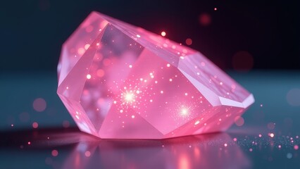 Wall Mural - Pink crystal with a star pattern on it. The crystal is surrounded by a blurry background