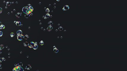 Metaball liquid transparent iridescent blobs. 3D rendering abstract multicolor moving flow bubbles. 4K looped animation.
