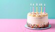© Stefan Schurr - birthday cake on isolated colorful pastel background