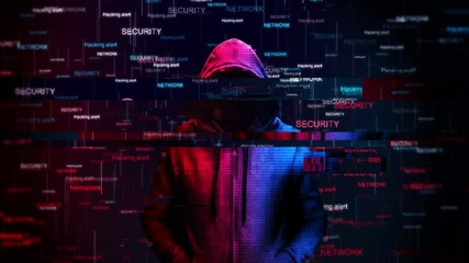 Wall Mural - cybersecurity and data protection in social network computer hacker with hoodie and glitch. hacking 