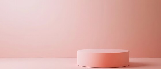 Wall Mural - minimalist coral pink podium for product display, showcasing cosmetic or jewelry in studio concept o