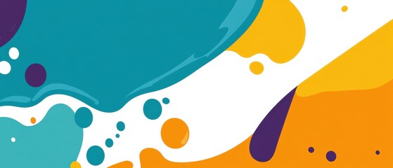 Poster - abstract background with vibrant fluid shapes in teal, yellow, orange, and purple modern graphic des