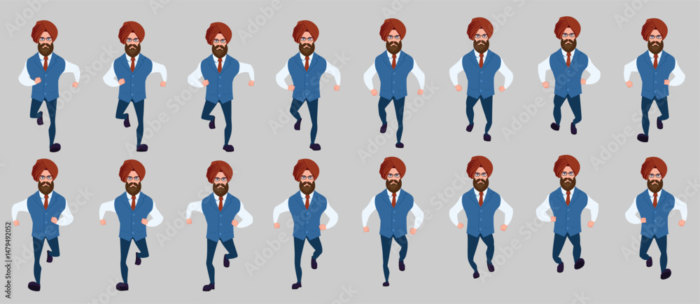 Man Character design. Front, side, back view and explainer animation ...