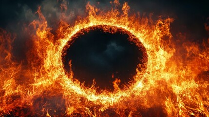 Wall Mural - against a somber dark cosmic background, a black hole is visible, encircled by radiant orange trails
