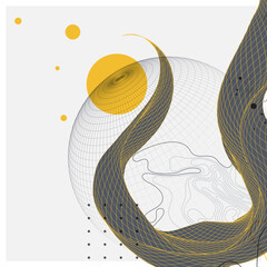 Aufkleber - Abstract wireframe wave. Template for science and technology presentation. Vector art.