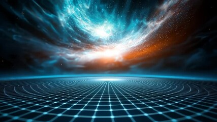 Wall Mural - Cosmic Grid: A Digital Landscape of Celestial Wonders
