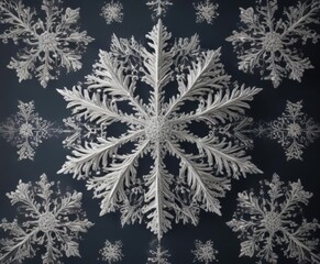 Wall Mural - Intricate snowflake pattern, elegant border design, design, trendy, january