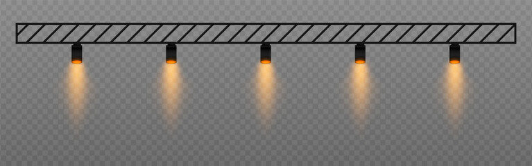 Wall Mural - warm spotlight. straight ceiling lights with soft golden glow. perfect for retail displays, exhibiti