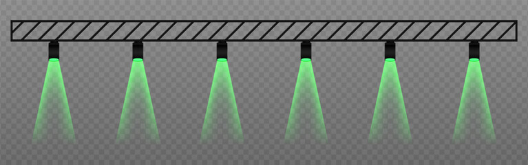 Wall Mural - green spotlight. hanging fixtures with vivid green beams, ideal for show lighting, club visuals, and