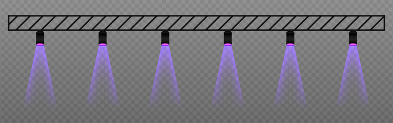 Wall Mural - purple spotlight. hanging fixtures with vivid green beams, ideal for show lighting, club visuals, an