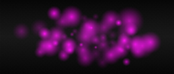 Wall Mural - purple glowing dots with smooth gradients and bokeh effect on dark transparent background. abstract 