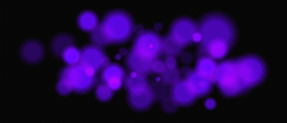Wall Mural - bright purple circular bokeh lights with intense blur. festive digital particles and abstract glowin