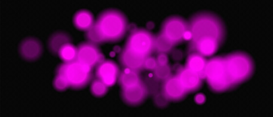 Wall Mural - bright purple circular bokeh lights with intense blur. festive digital particles and abstract glowin