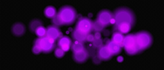Wall Mural - bright purple circular bokeh lights with intense blur. festive digital particles and abstract glowin